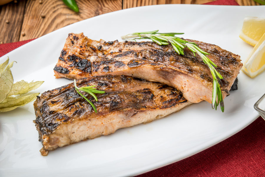 Greek Style Grilled Salmon With Oil and Lemon