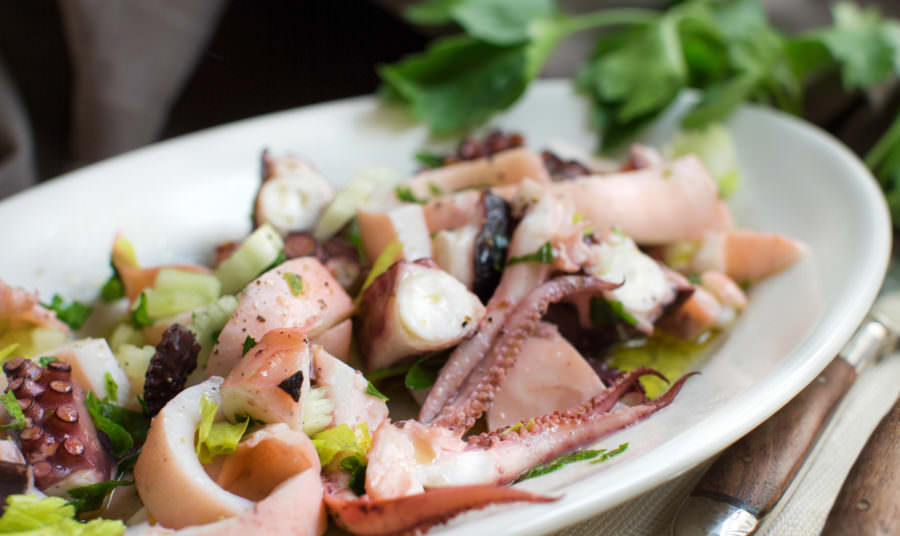 Recipe for Greek Style Octopus with Garlic Sauce