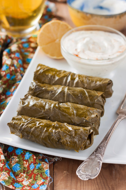 dolma - vine leaves stuffed with ground beef and rice