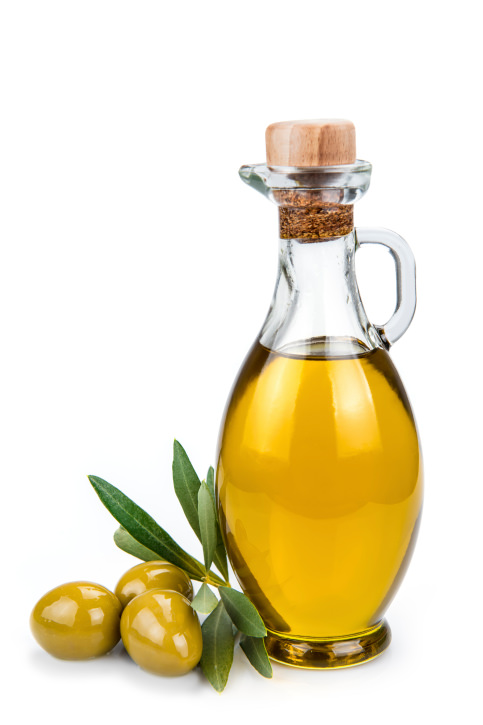 Olive oil bottle isolated on a white background.