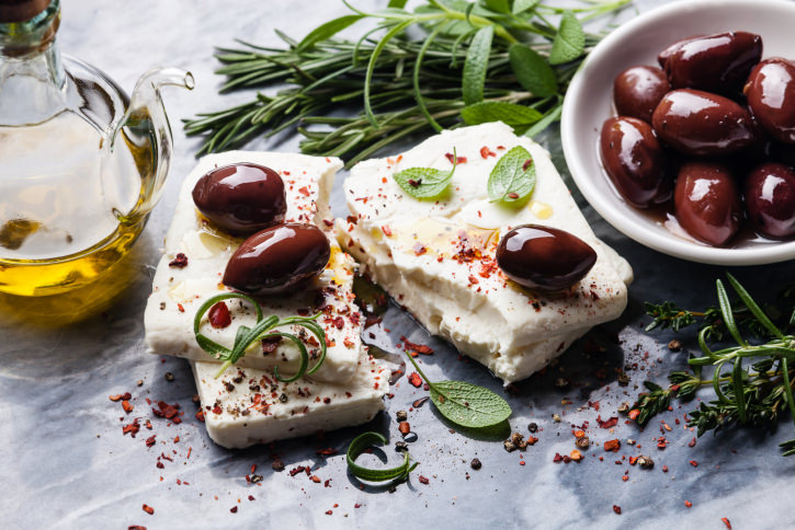 Feta cheese with olives