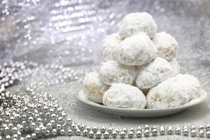 Traditional Christmas cookies with powdered sugar