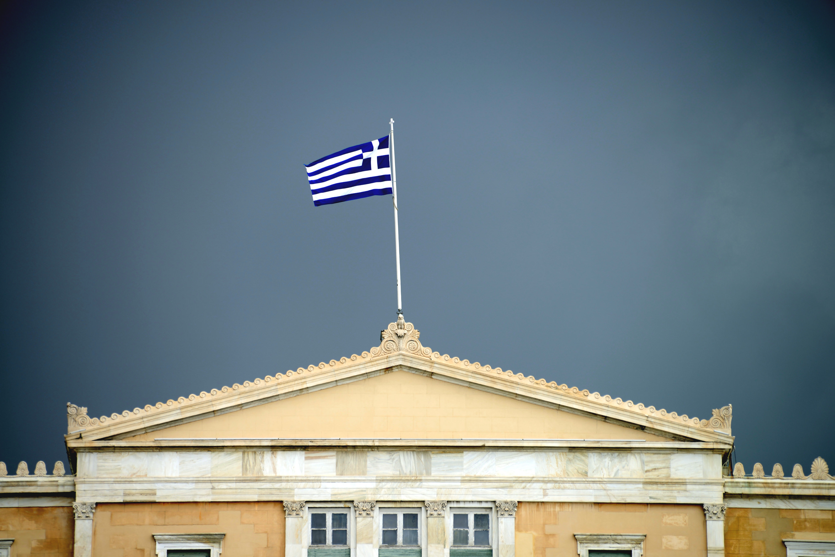 Black could over Hellenic Parliament, Athens, Greece