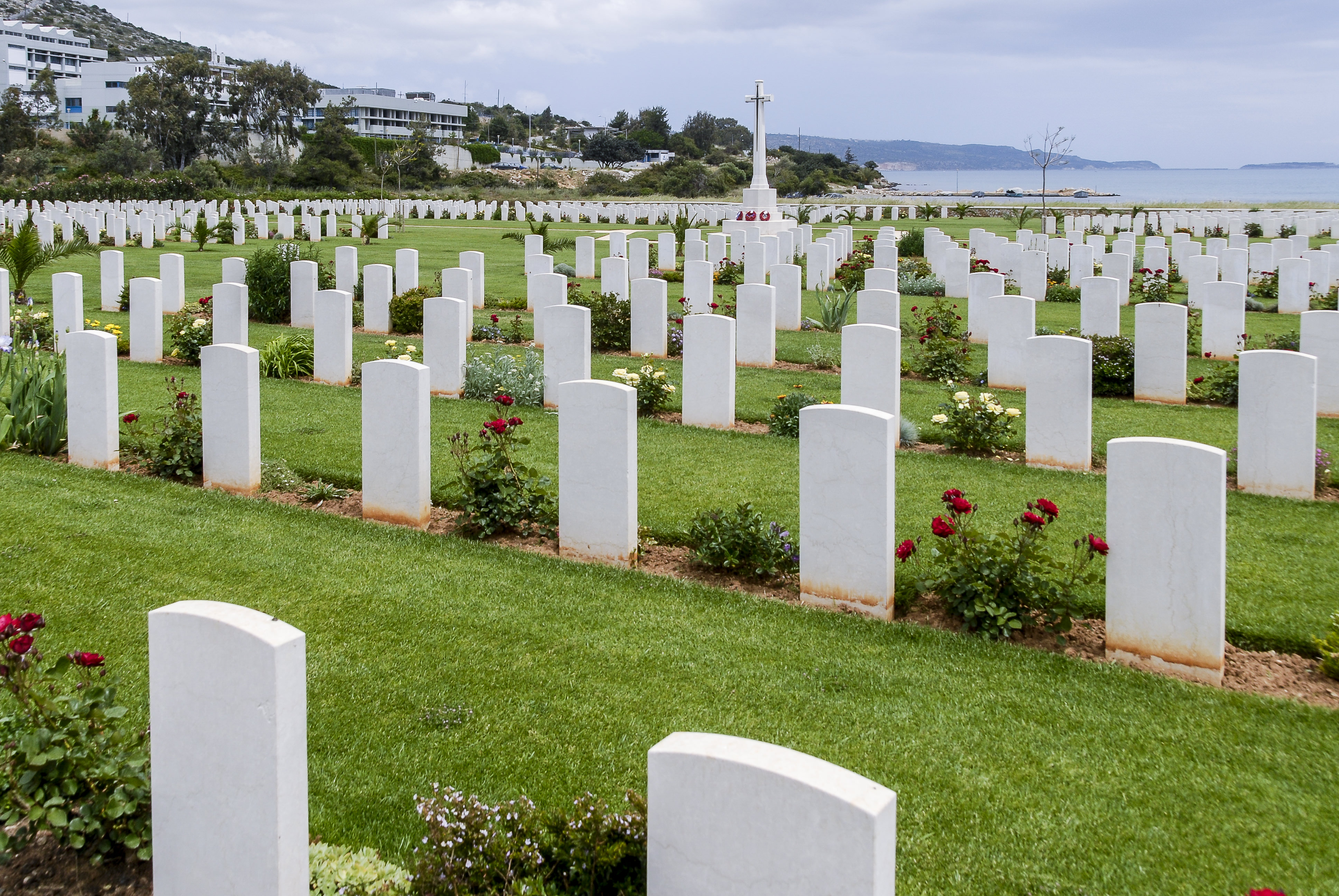 Suda Bay WWII Allied Cemetery, Akrotiri Peninsula, Crete, Greece. British, Australian and New Zealand soldiers lie buried here. The cemetery is near Chania.