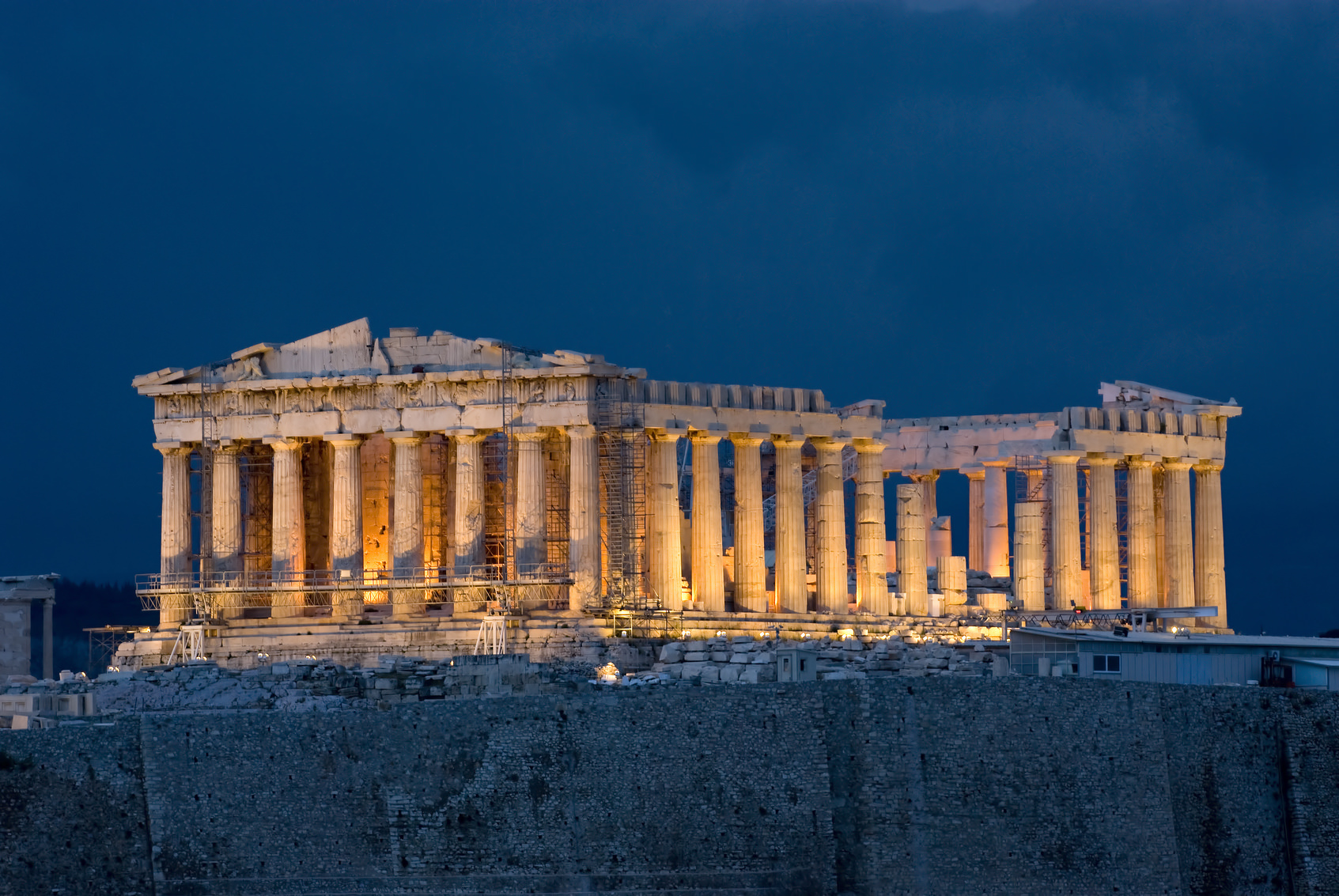 Parthenon at night on Acropolis at Athens Greece