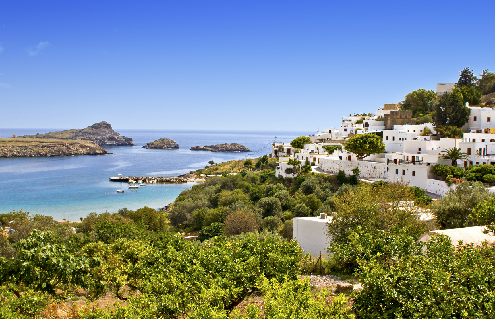 Traditional village of Lindos at Rhodes island of Dodecanese in Greece