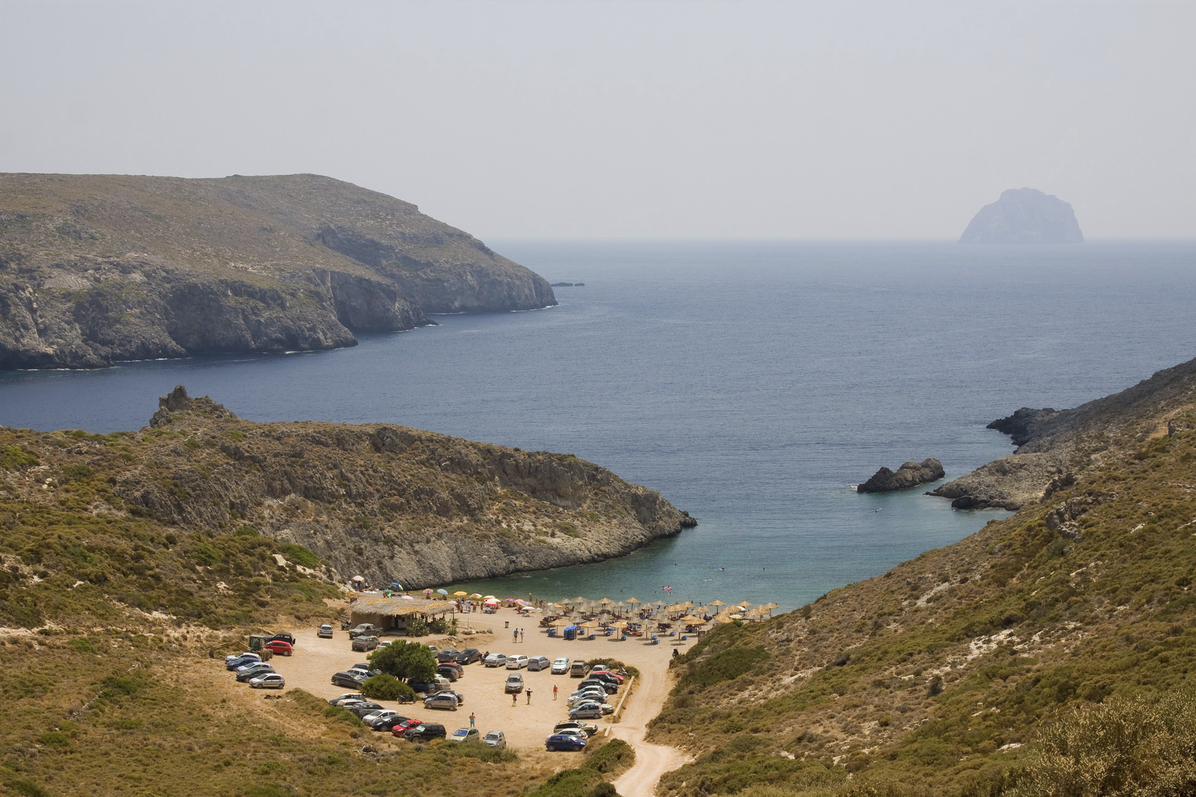 The picturesque beach of Chalkos, on the southern part of Kithira island, Greece