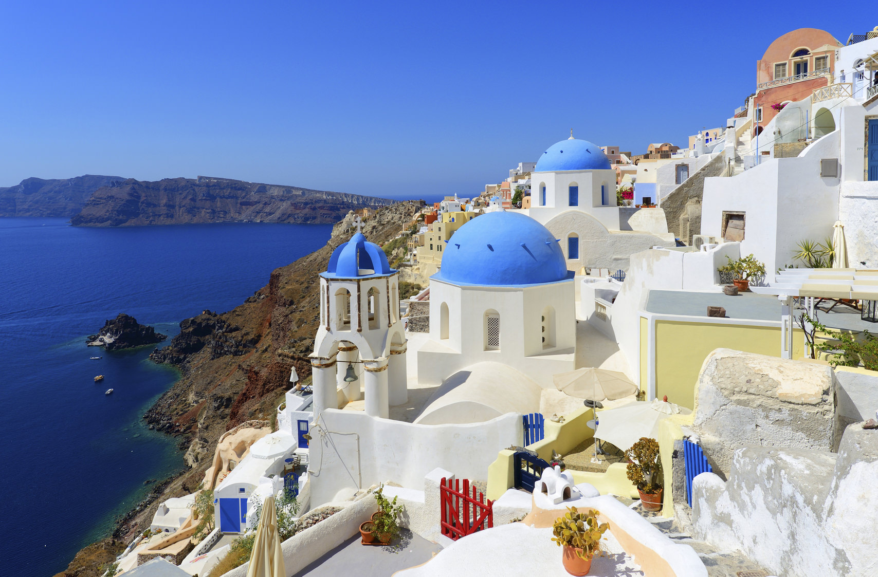 Colorful Oia Village at Santorini Greece