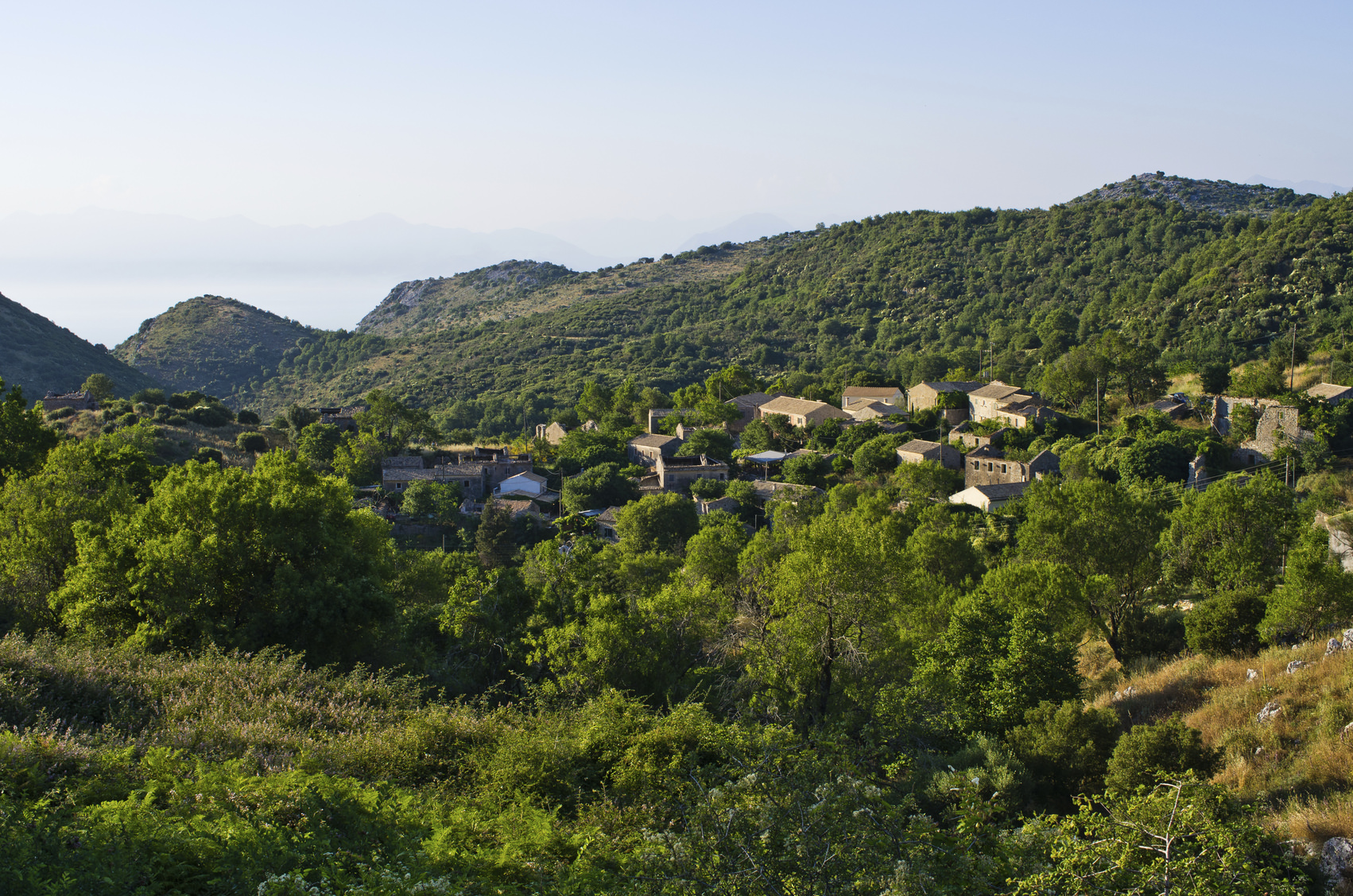 Perithia - abandoned village on Corfu island, Greece