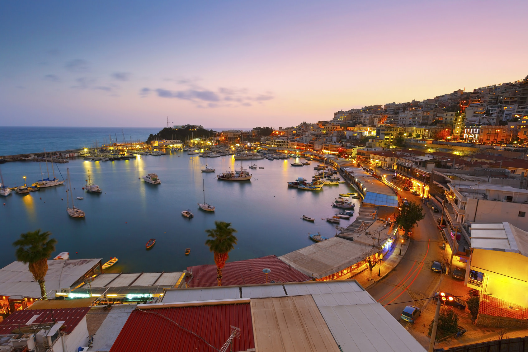 Evening in Mikrolimano marina in Athens, Greece.