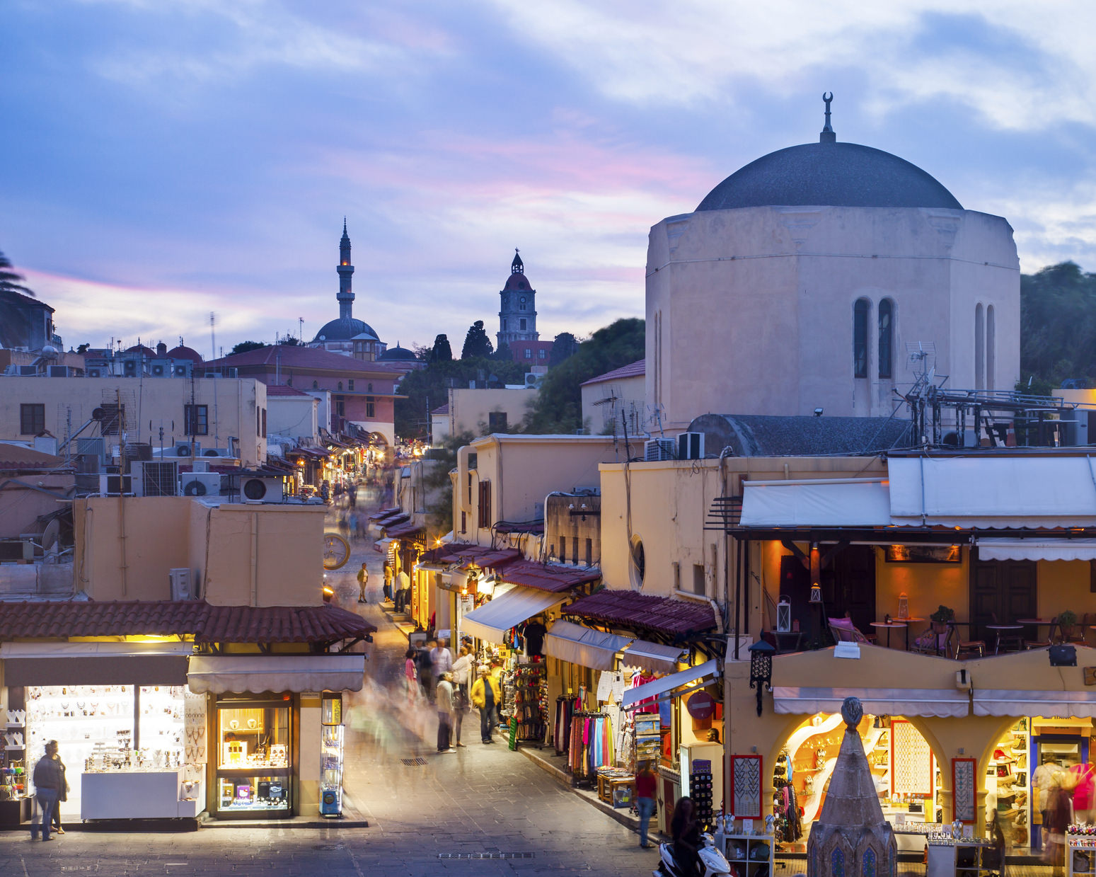 Hippocrates square in the historic Old Town of Rhodes Greece