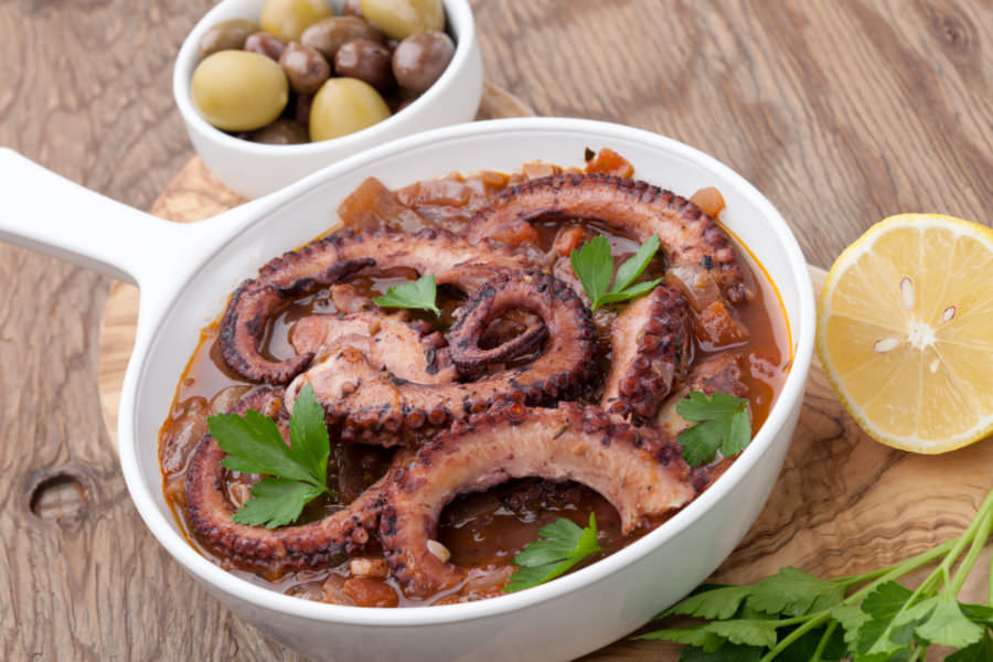 Recipe for Greek Style Octopus Braised in Wine