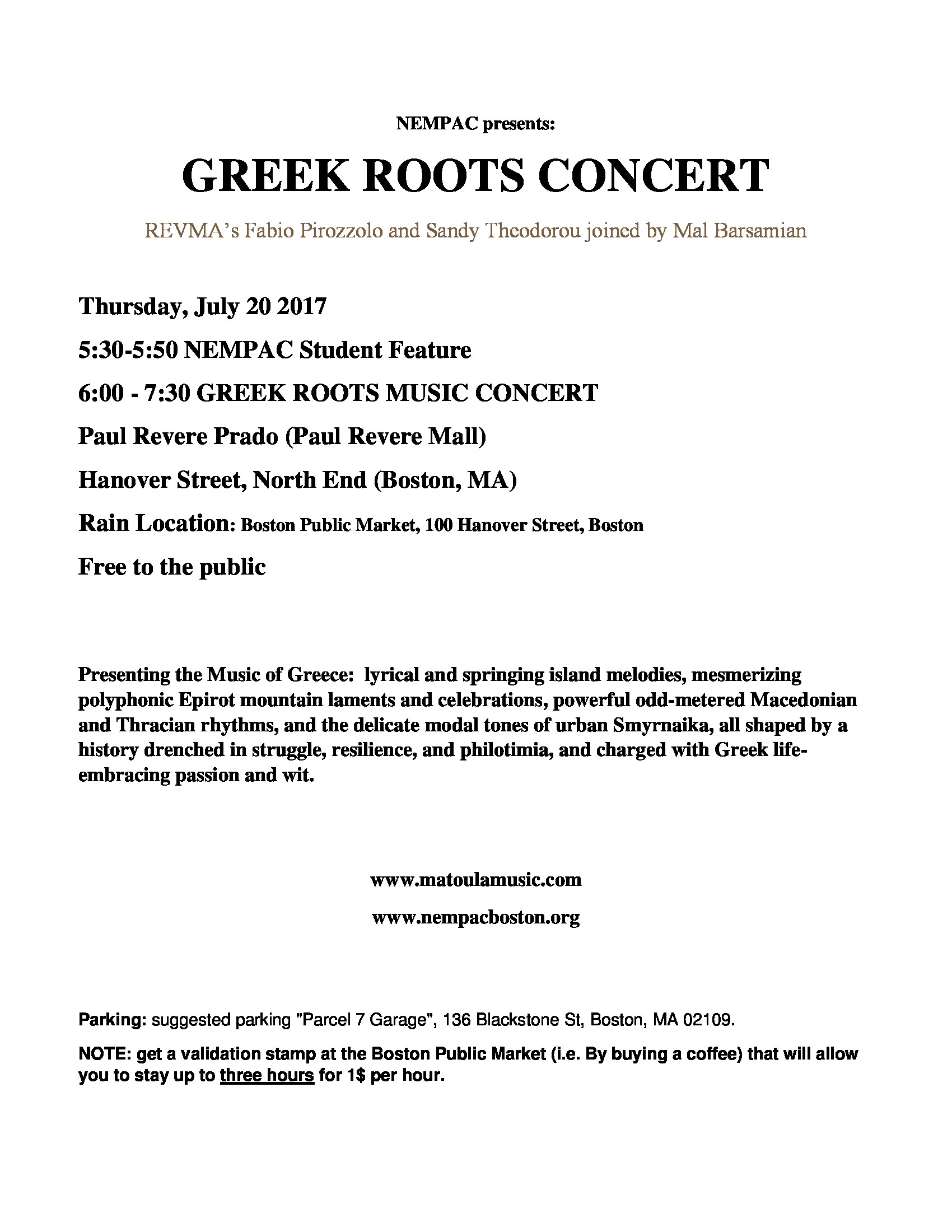 Greek Roots Music Concert In Boston Ma