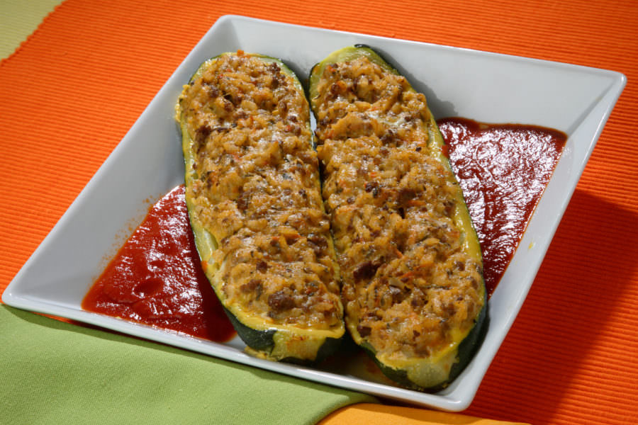 Recipe for Greek Style Stuffed Zucchini