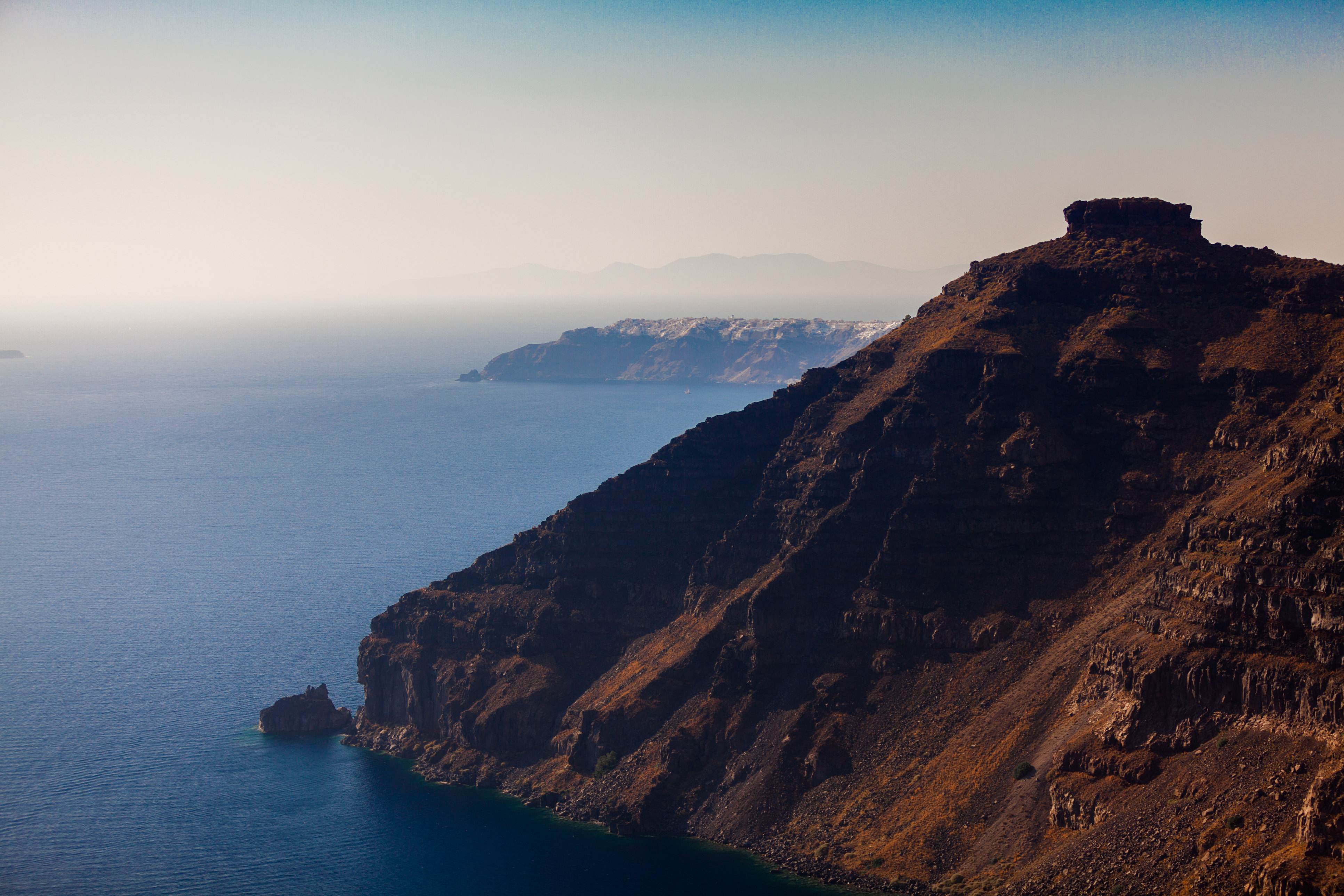 Natural Bare Rock and Mediterranean Sea View Santorini Island
