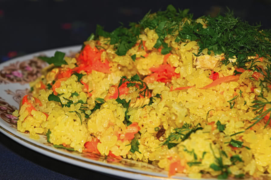 Recipe for Greek Style Rice Pilaf with Fava Beans