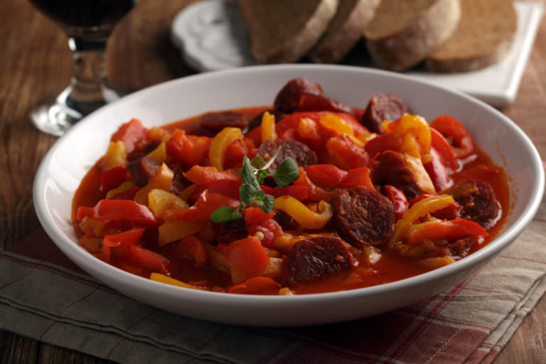 Recipe for Greek Sausage, Onions, and Peppers