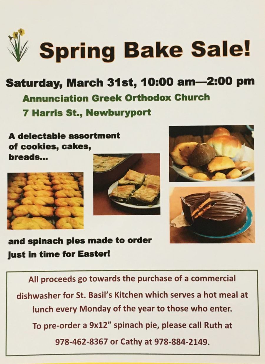 Bake Sale at Annunciation Greek Church of Newburyport MA