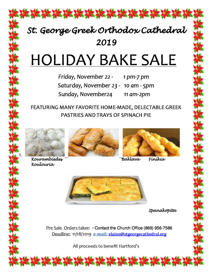 Holiday Bake Sale at St. Greek Cathedral Hartford CT